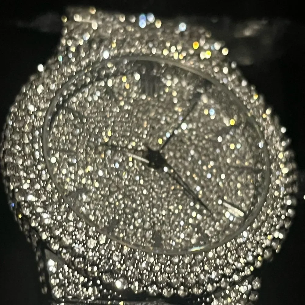 VVS Bustdown Simulated Diamond Stainless Steel Iced Out Watch Luxury HipHop
